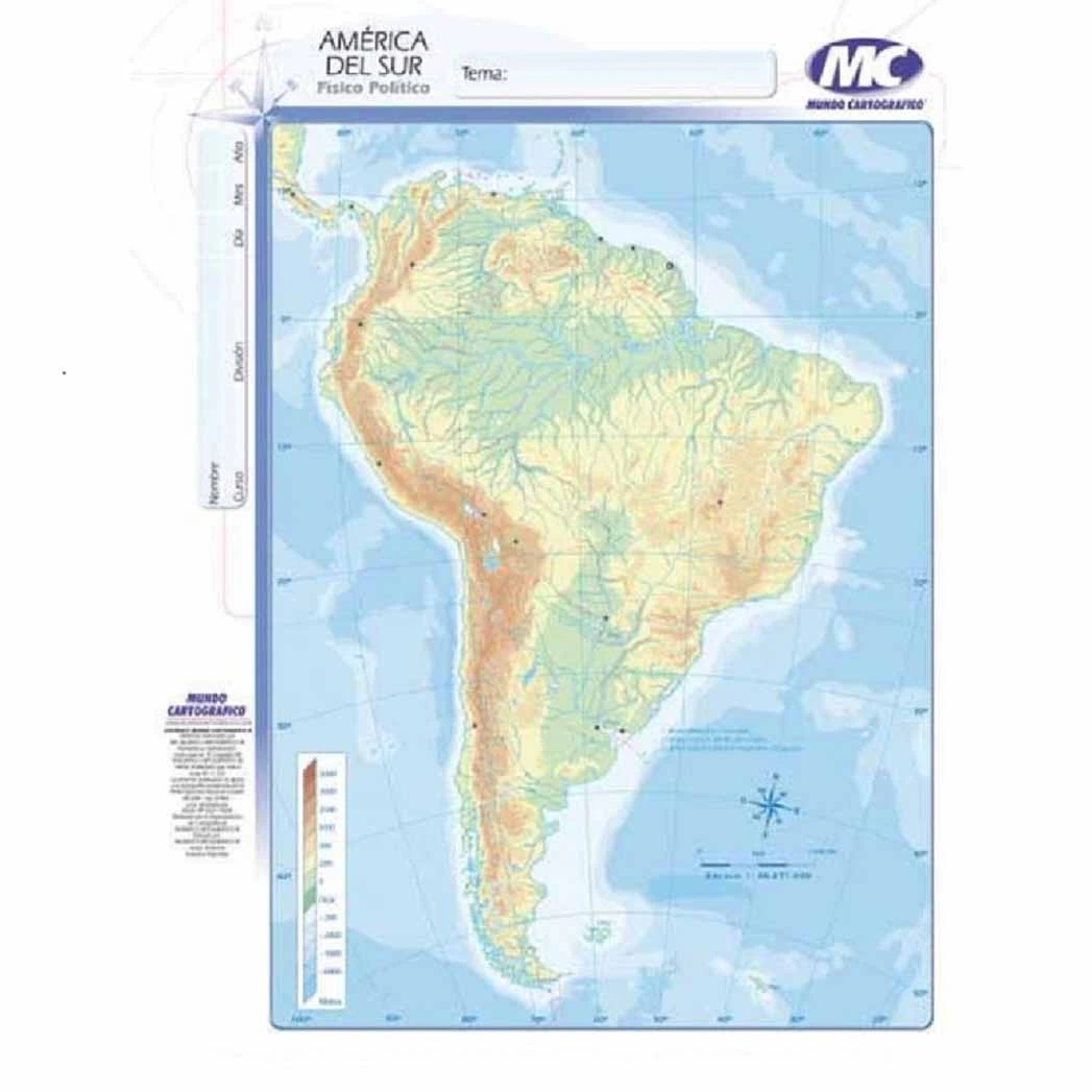 Mapa America del Sur fisico politico N°5