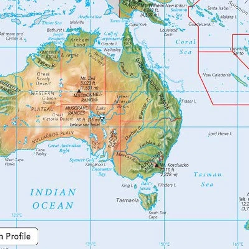 Mapa Oceania fisico politico N°3