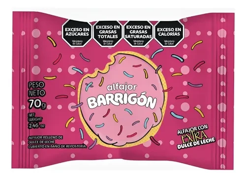 Alfajor Barrigon 70gr x1u extra dulce de leche