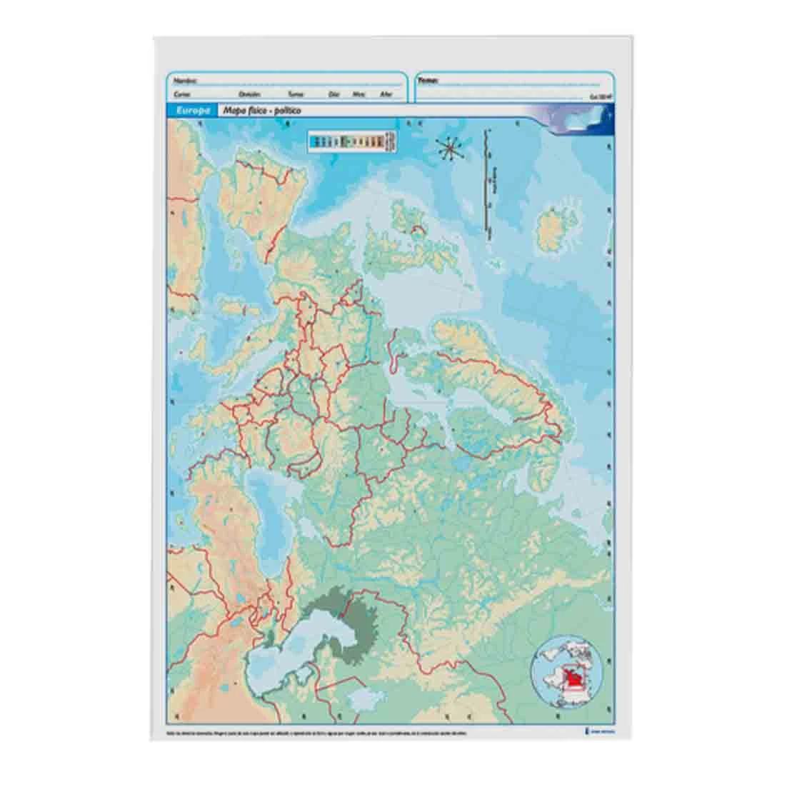 Mapa Europa fisico politico N°5