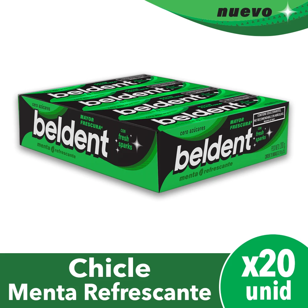Chicle Beldent menta refrescante x20u